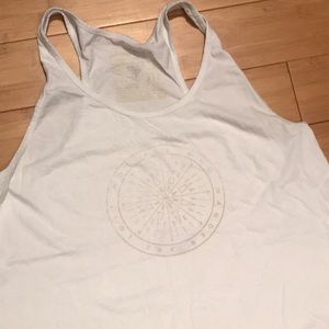 United by Blue white fllowy racerback tank top